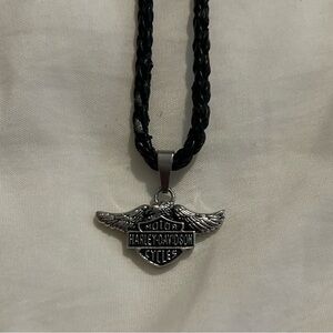 Harley-Davidson Black and Silver Winged Pendant Necklace